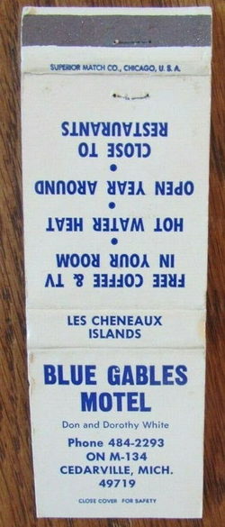 Blue Gables Motel (Island Inn) - Matchbook (newer photo)